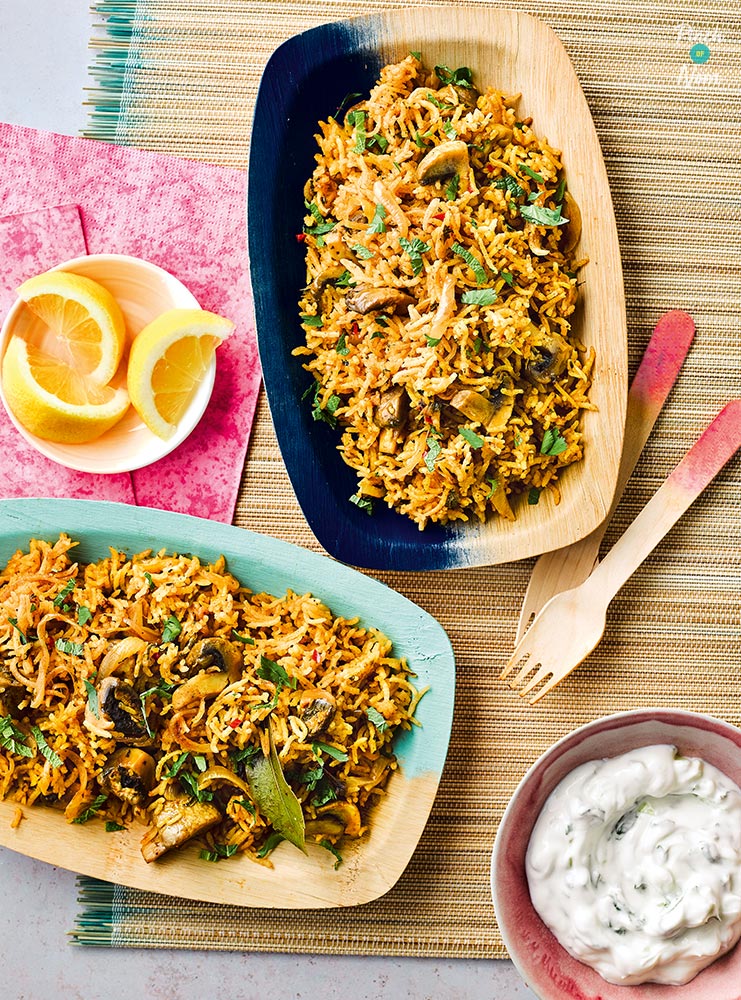 Garlic Mushroom Biryani - Pinch of Nom Slimming Recipes