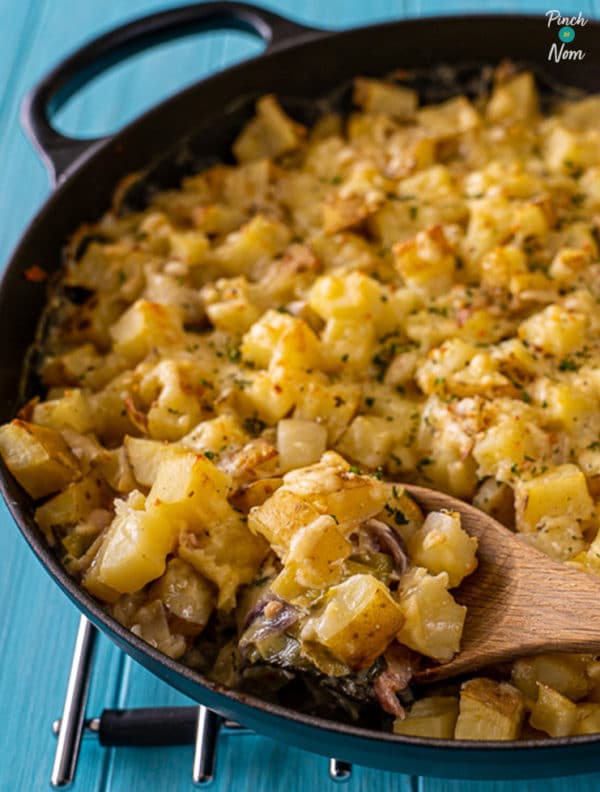 Leek and Bacon Tartiflette pinchofnom.com