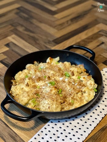 Loaded Cauliflower Cheese pinchofnom.com