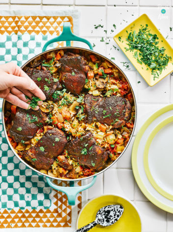 One-Pot Mediterranean Chicken Rice pinchofnom.com
