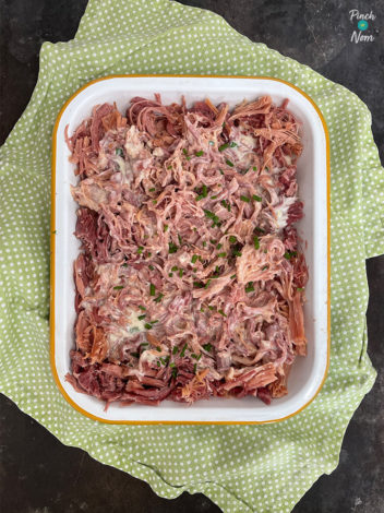 Pulled Ham in a Mustard Sauce pinchofnom.com