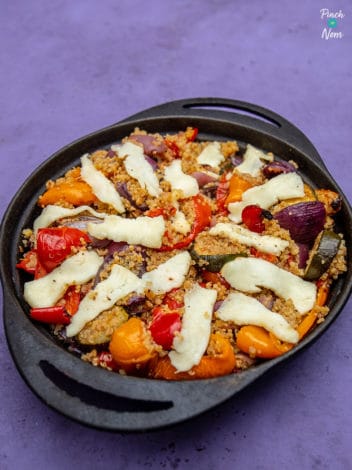 Roasted Vegetable and Halloumi Quinoa pinchofnom.com