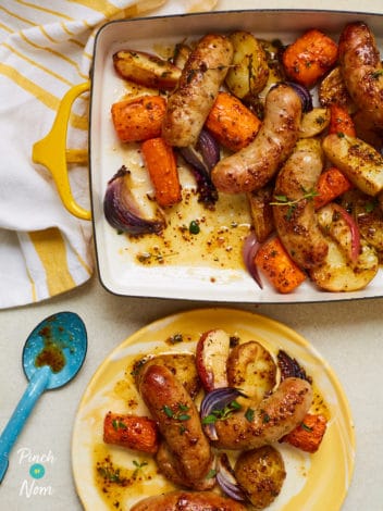 Sausage Traybake pinchofnom.com