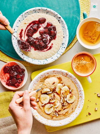 Slow-Cooker Oats with Two Toppings pinchofnom.com