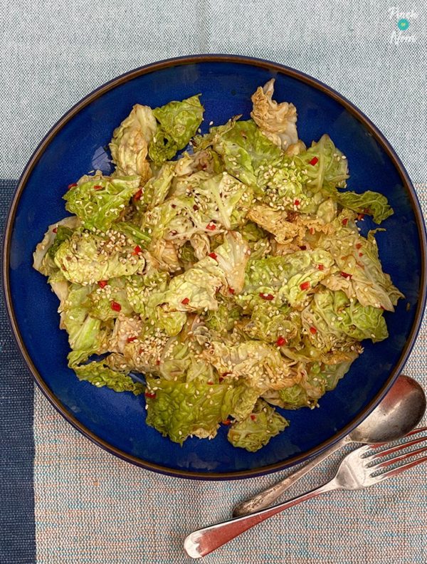 Stir-Fried Savoy Cabbage pinchofnom.com
