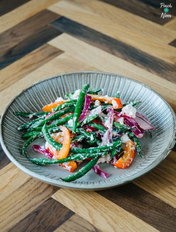 Warm Green Bean and Feta Salad pinchofnom.com