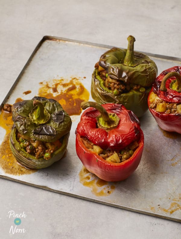 Keema-Stuffed Peppers pinchofnom.com