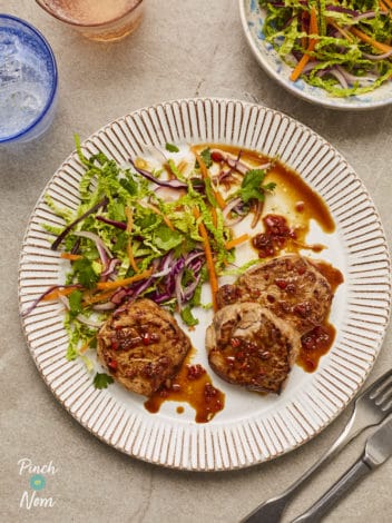 Glazed Pork Loin with Lime and Ginger Coleslaw pinchofnom.com