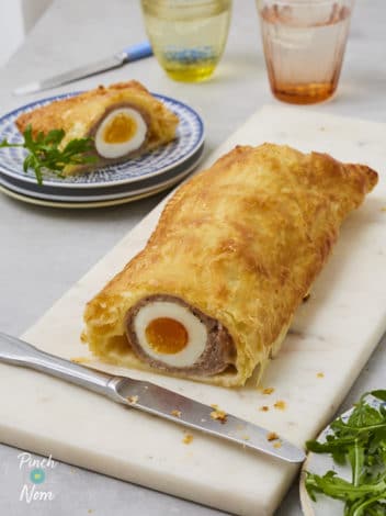 Scotch Egg Sausage Roll pinchofnom.com