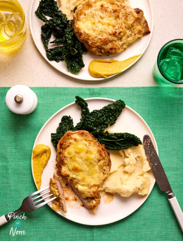 Cheesy Bramley Apple Pork pinchofnom.com