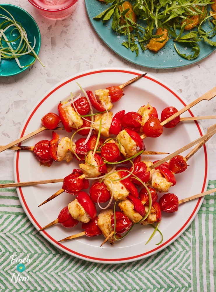 Ginger and Orange Chicken Kebabs - Pinch of Nom Slimming Recipes