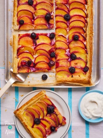 Peach and Blueberry Tart pinchofnom.com