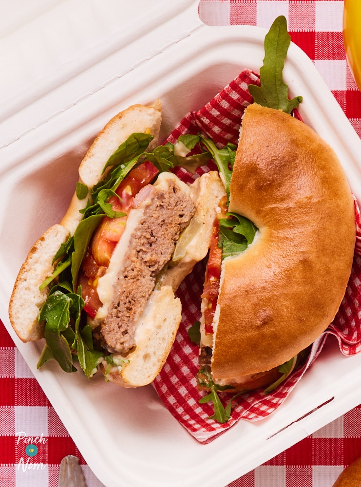 Bagel Burger - Pinch of Nom Slimming Recipes