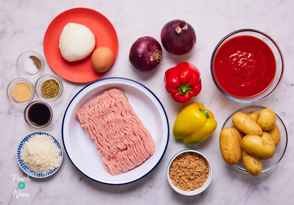 Margherita Meatball Traybake - Pinch of Nom Slimming Recipes