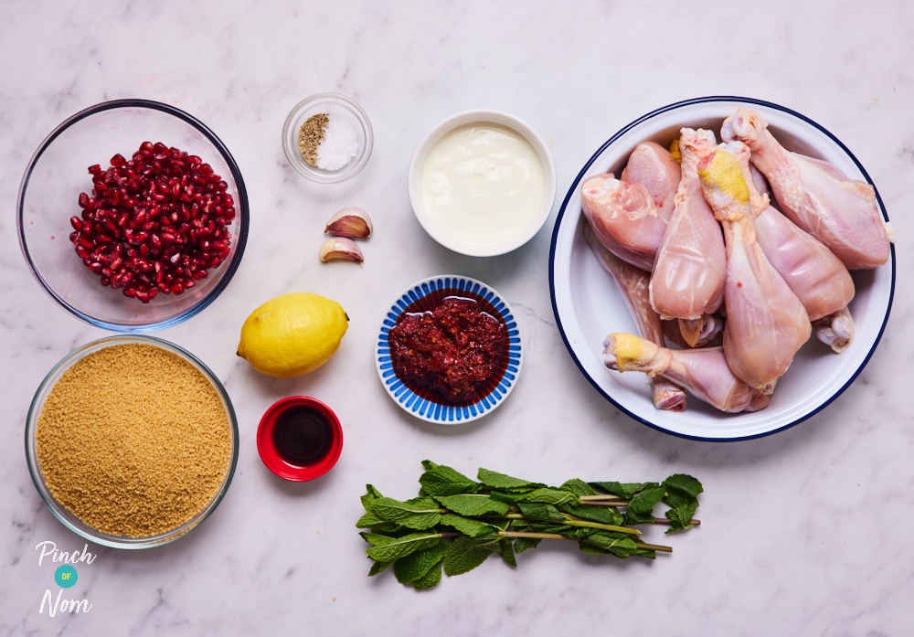 Moroccan Style Chicken Drumsticks with Mint Couscous - Pinch of Nom Slimming Recipes