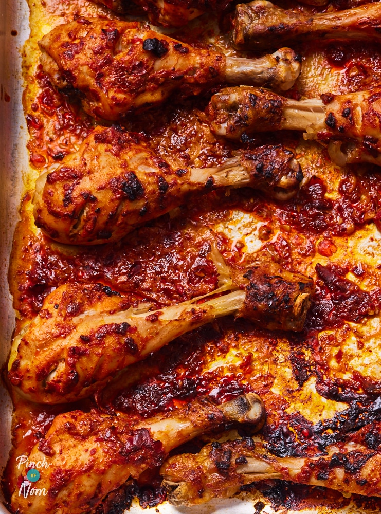 Moroccan Style Chicken Drumsticks with Mint Couscous - Pinch of Nom Slimming Recipes
