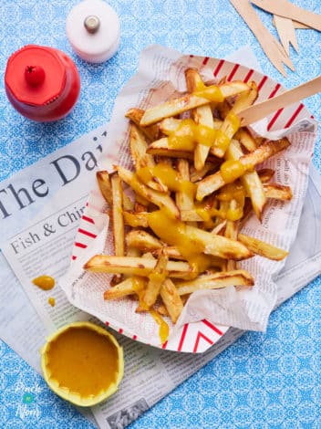 Chips and Curry Sauce pinchofnom.com