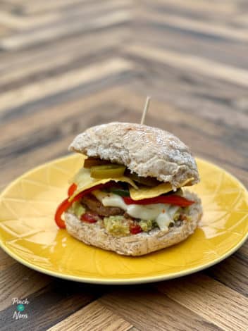 Cheesy Nacho Burger pinchofnom.com
