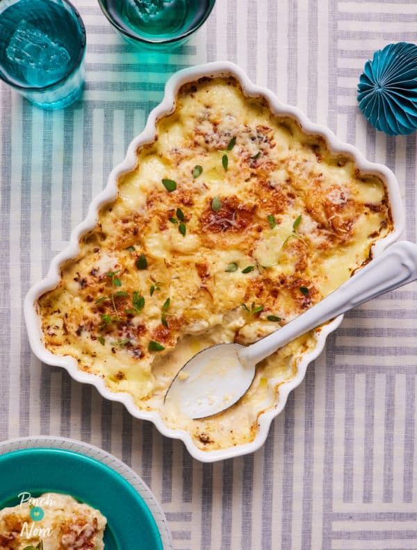 Cheesy Parsnip Gratin pinchofnom.com