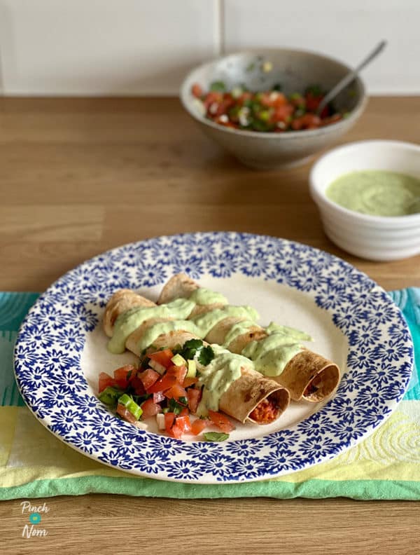 Chipotle Chicken Taquitos pinchofnom.com
