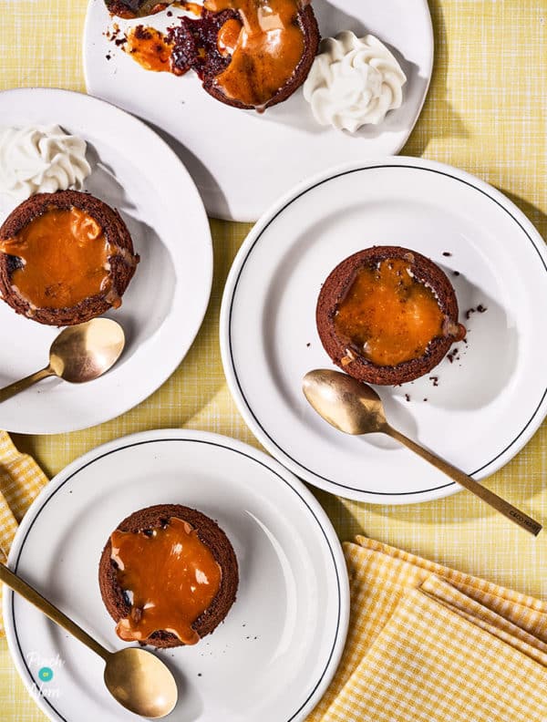 Chocolate Toffee Puddings pinchofnom.com