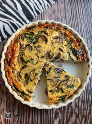 Creamy Garlic Mushroom Quiche pinchofnom.com