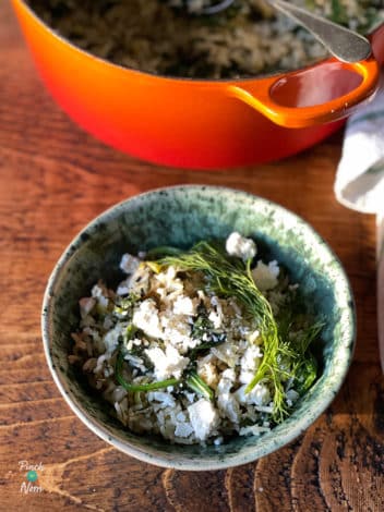 Greek-Style Spinach and Rice pinchofnom.com