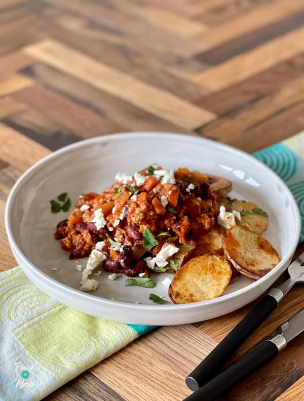 Harissa Chilli with Crispy Potatoes pinchofnom.com