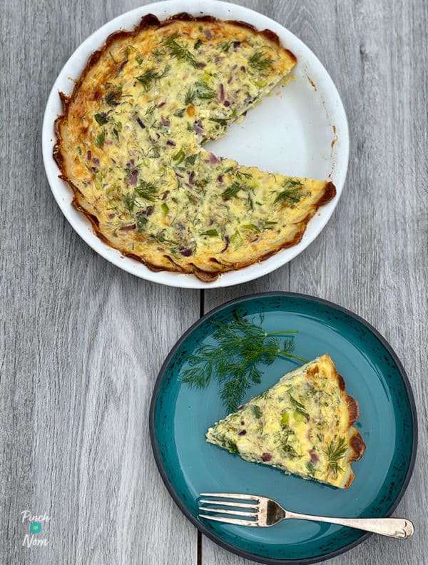 Herby Quiche with a Potato Crust pinchofnom.com