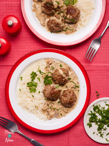 Meatball Stroganoff pinchofnom.com