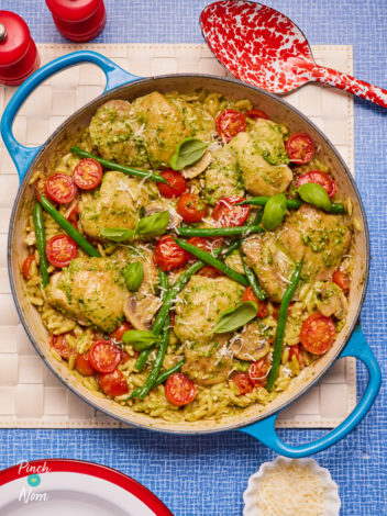 Pesto Chicken Orzo pinchofnom.com