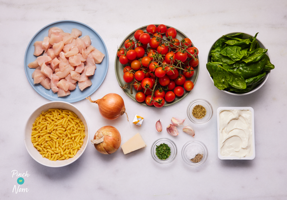 Tuscan Chicken Macaroni - Pinch of Nom Slimming Recipes