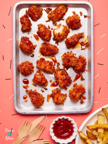 Air Fryer Sticky Chicken Nuggets pinchofnom.com