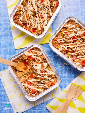 Cheeseburger Dirty Rice pinchofnom.com