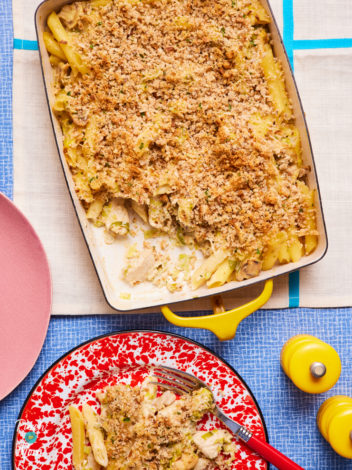 Chicken Kyiv Pasta Bake pinchofnom.com