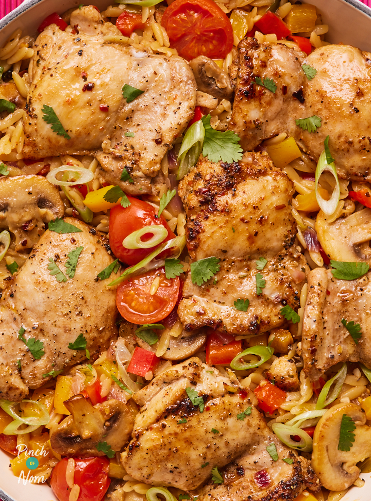 Piri Piri Chicken Orzo - Pinch of Nom Slimming Recipes