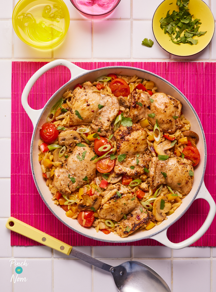 Piri Piri Chicken Orzo - Pinch of Nom Slimming Recipes