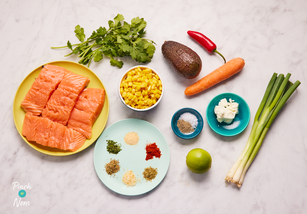 Blackened Salmon and Zingy Salad - Pinch of Nom Slimming Recipes