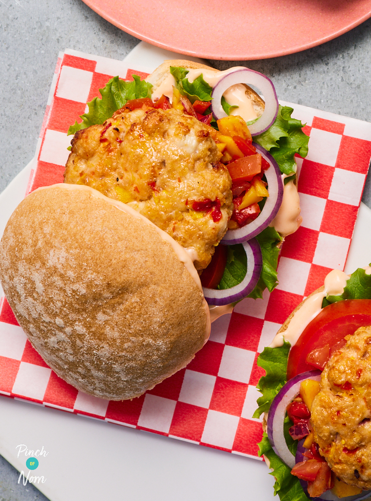 Chicken and Mango Burgers - Pinch of Nom Slimming Recipes