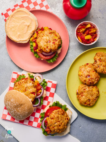 Chicken and Mango Burgers pinchofnom.com