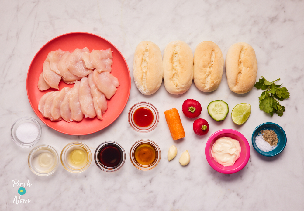 Chicken and Pickled Veg Baguettes – Pinch of Nom Slimming Recipes