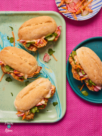 Chicken and Pickled Veg Baguettes pinchofnom.com