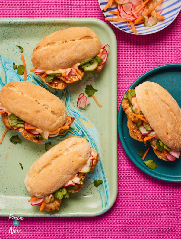 Chicken and Pickled Veg Baguettes pinchofnom.com
