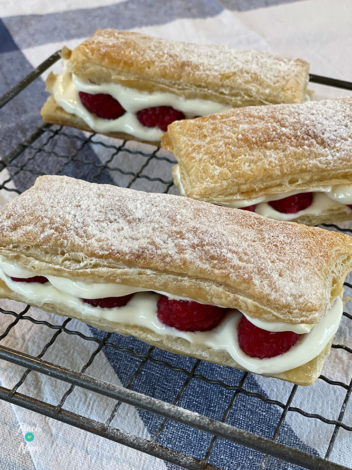 Creamy Raspberry Slices pinchofnom.com