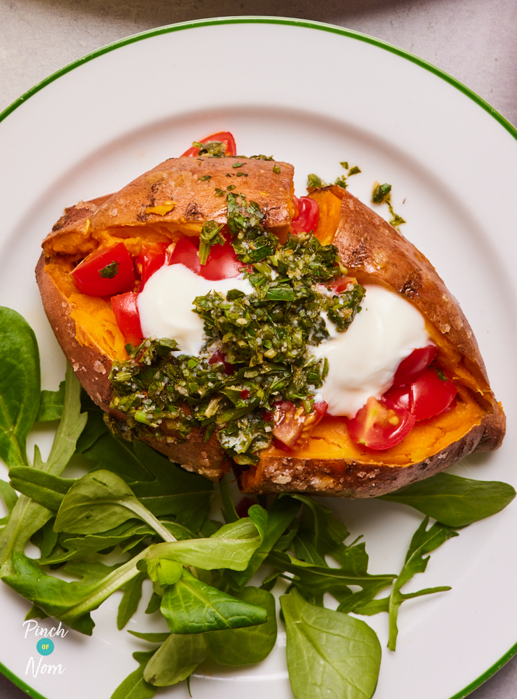 Chimichurri Sweet Potato - Pinch of Nom Slimming Recipes