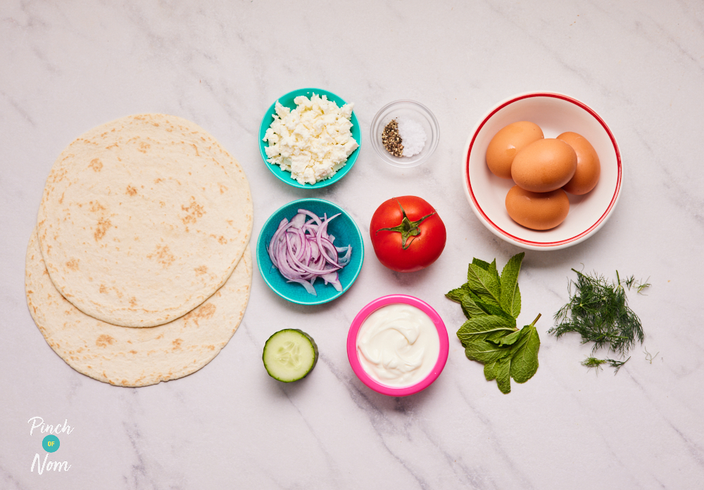 Greek-Style Omelette Wrap - Pinch of Nom Slimming Recipes