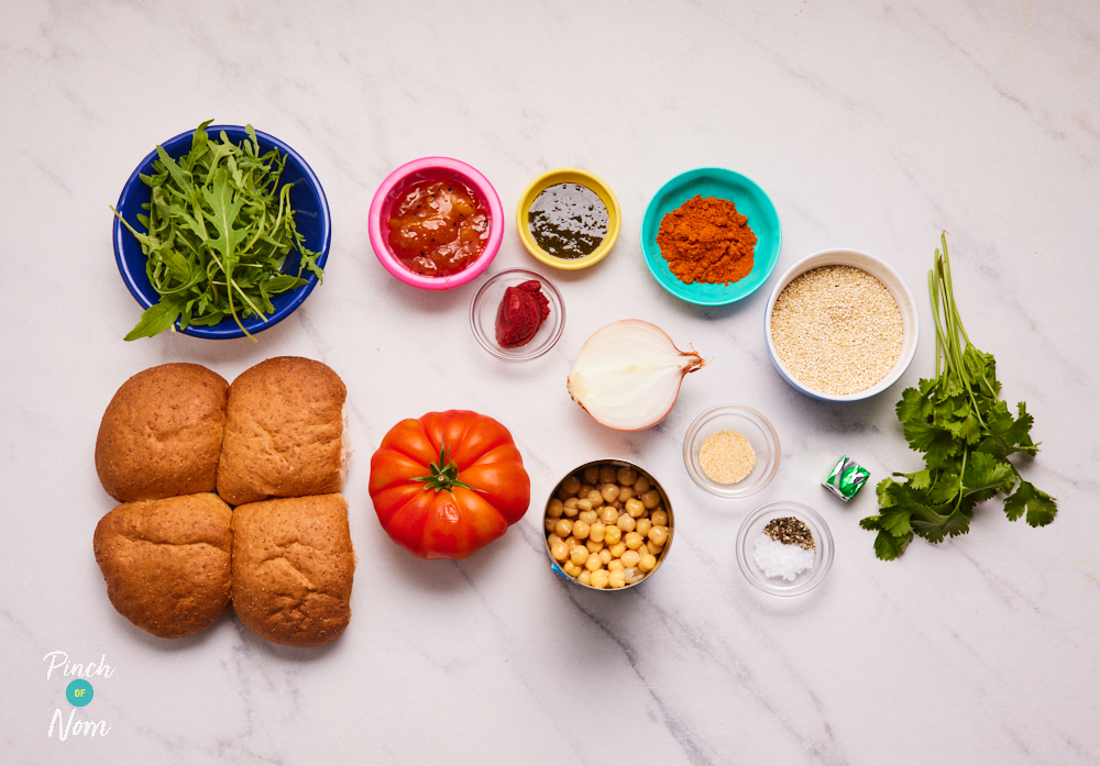 Tandoori Spiced Chickpea Burgers - Pinch of Nom Slimming Recipes