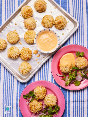 Air Fryer Cauliflower Cheese Balls pinchofnom.com