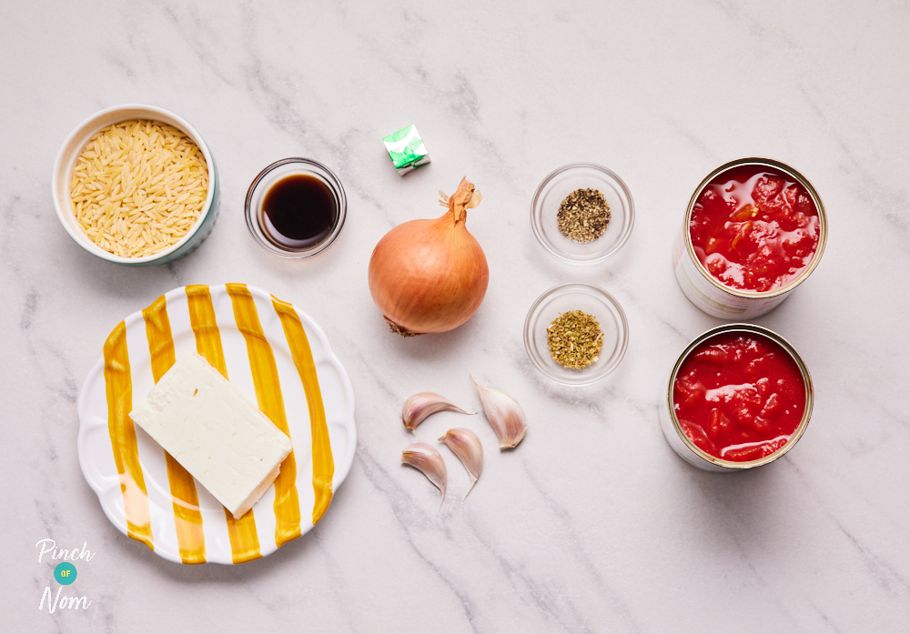Tomato Soup with Orzo and Feta - Pinch of Nom Slimming Recipes