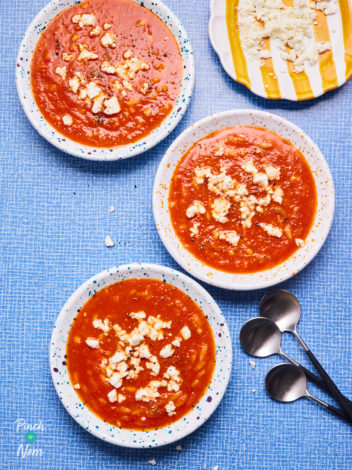 Tomato, Feta and Orzo Soup pinchofnom.com
